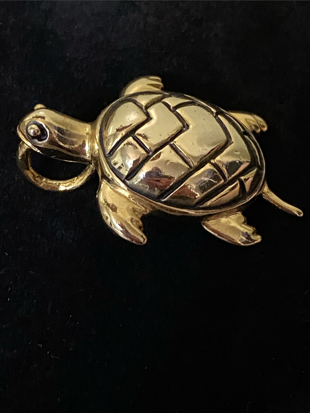 Gold Tone Turtle Pendant Necklace Charm